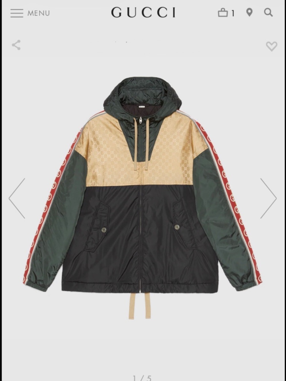GUCCI GG JACQUARD NYLON JACKET